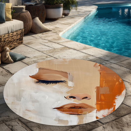 Half Beige Round Outdoor Area Rug | Stylish Rugs