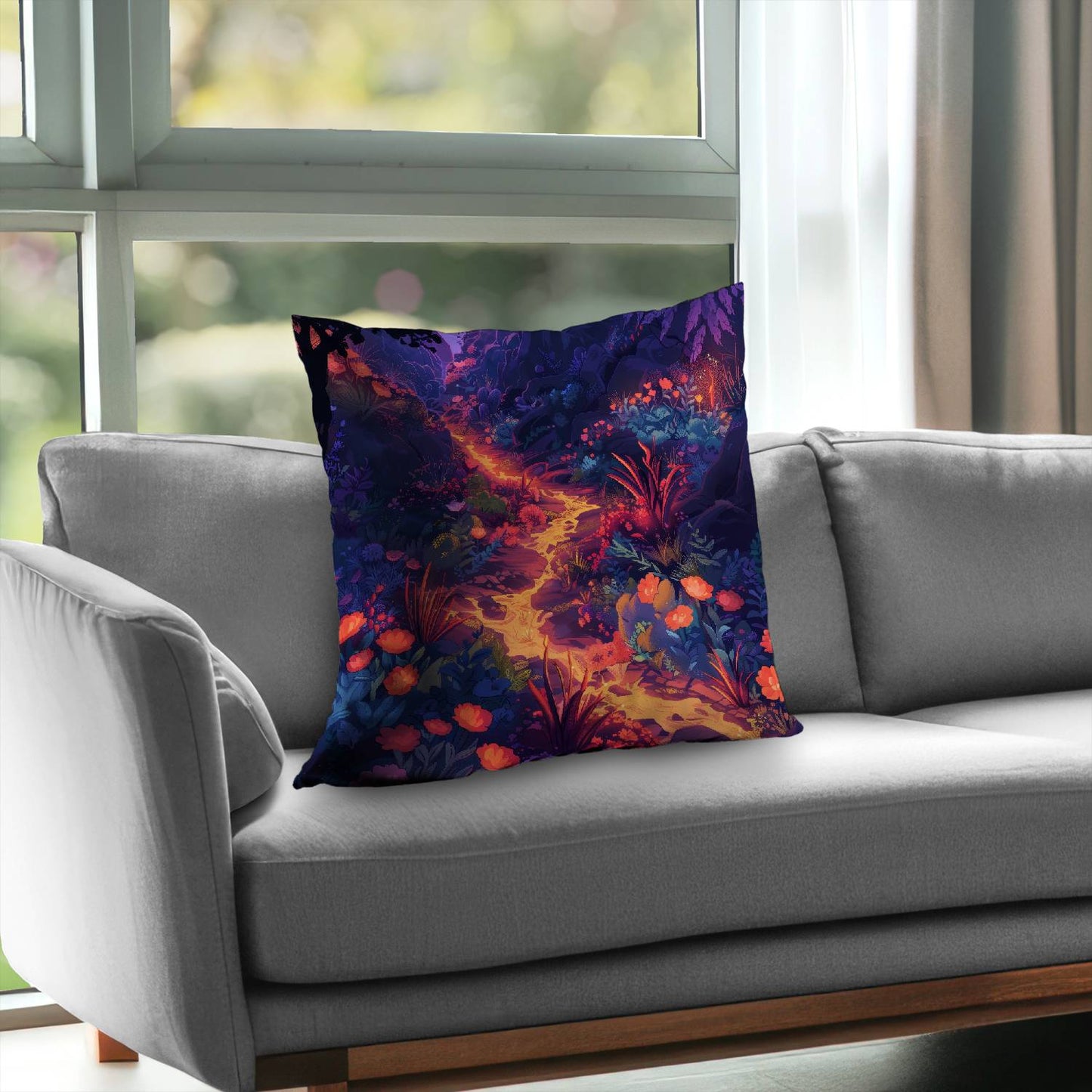 Burning flowers - Throw pillow - Print on demand