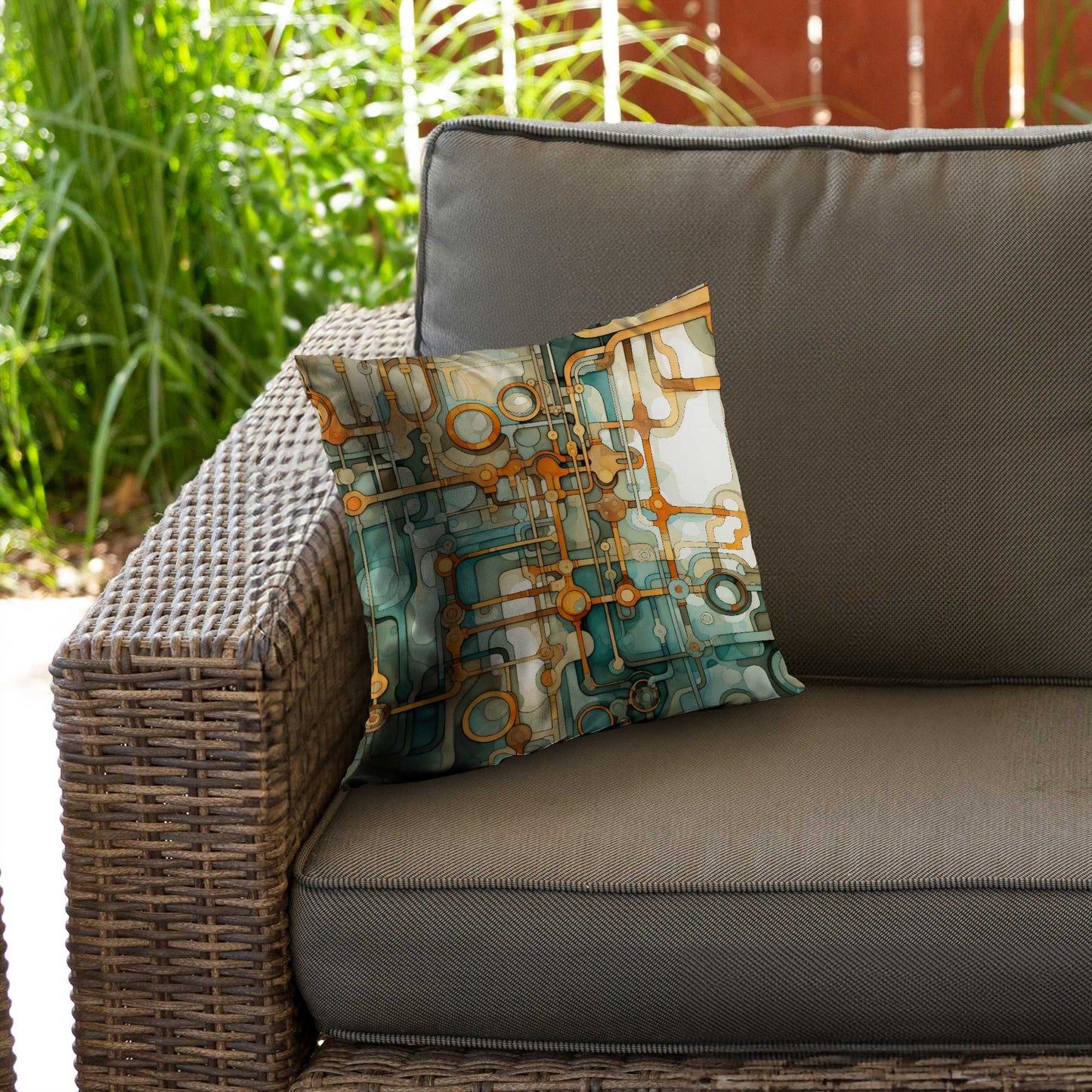 Turns and bends Turquoise Poly Twill Throw Pillow | Decor