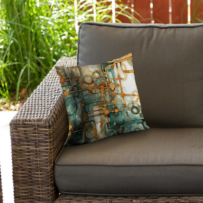 Turns and bends Turquoise Poly Twill Throw Pillow | Decor