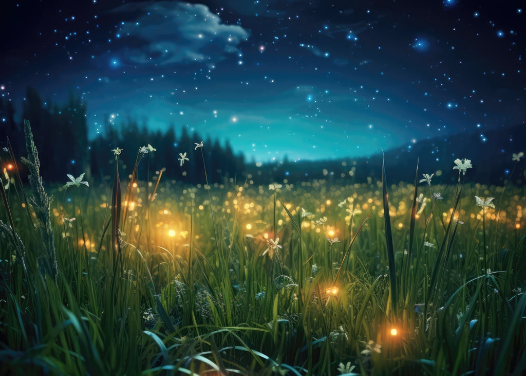 Fireflies at Night Door Mat - Black Indoor Outdoor Decor