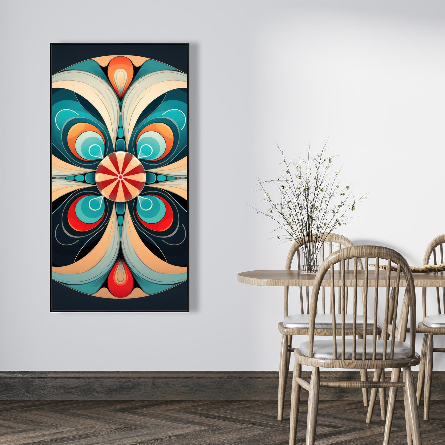 Concentric - Orange Framed Canvas Art for Home Decor