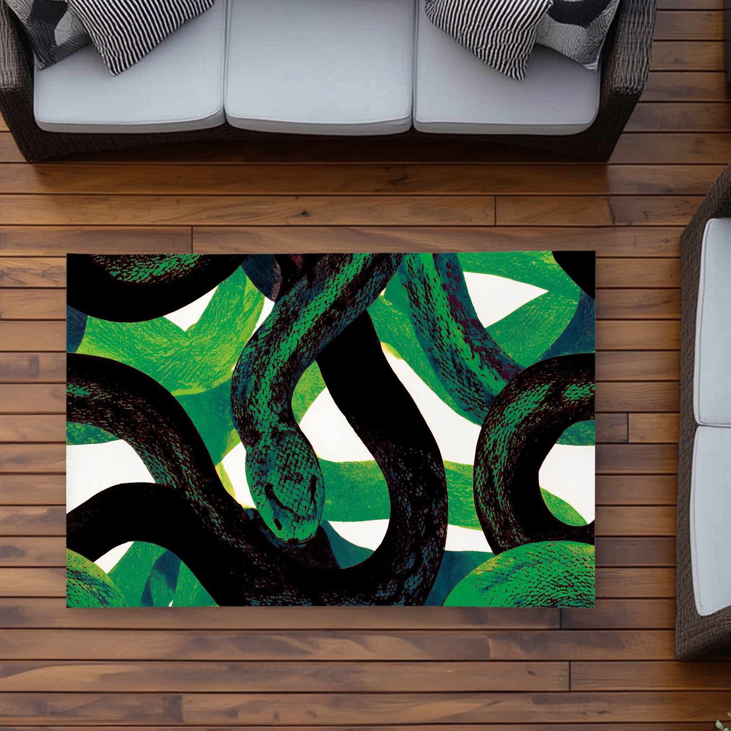 Tapis d'extérieur Emerald Coil Dance | Décoration élégante pour la maison