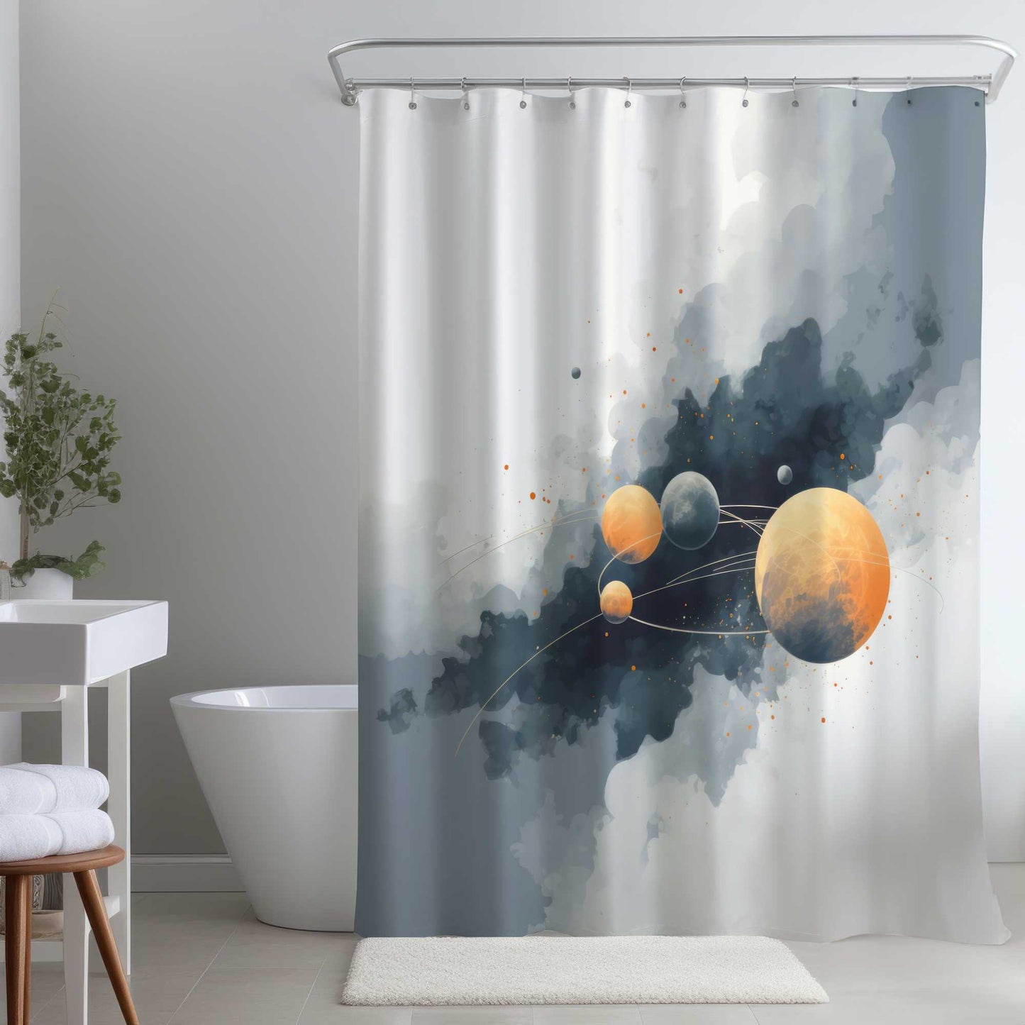 Rideau de douche Cercle des planètes | Décoration d'intérieur Espace