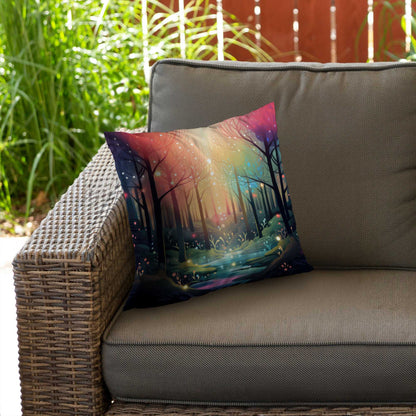 Magical forest Pink poly twill throw pillow | Home insert