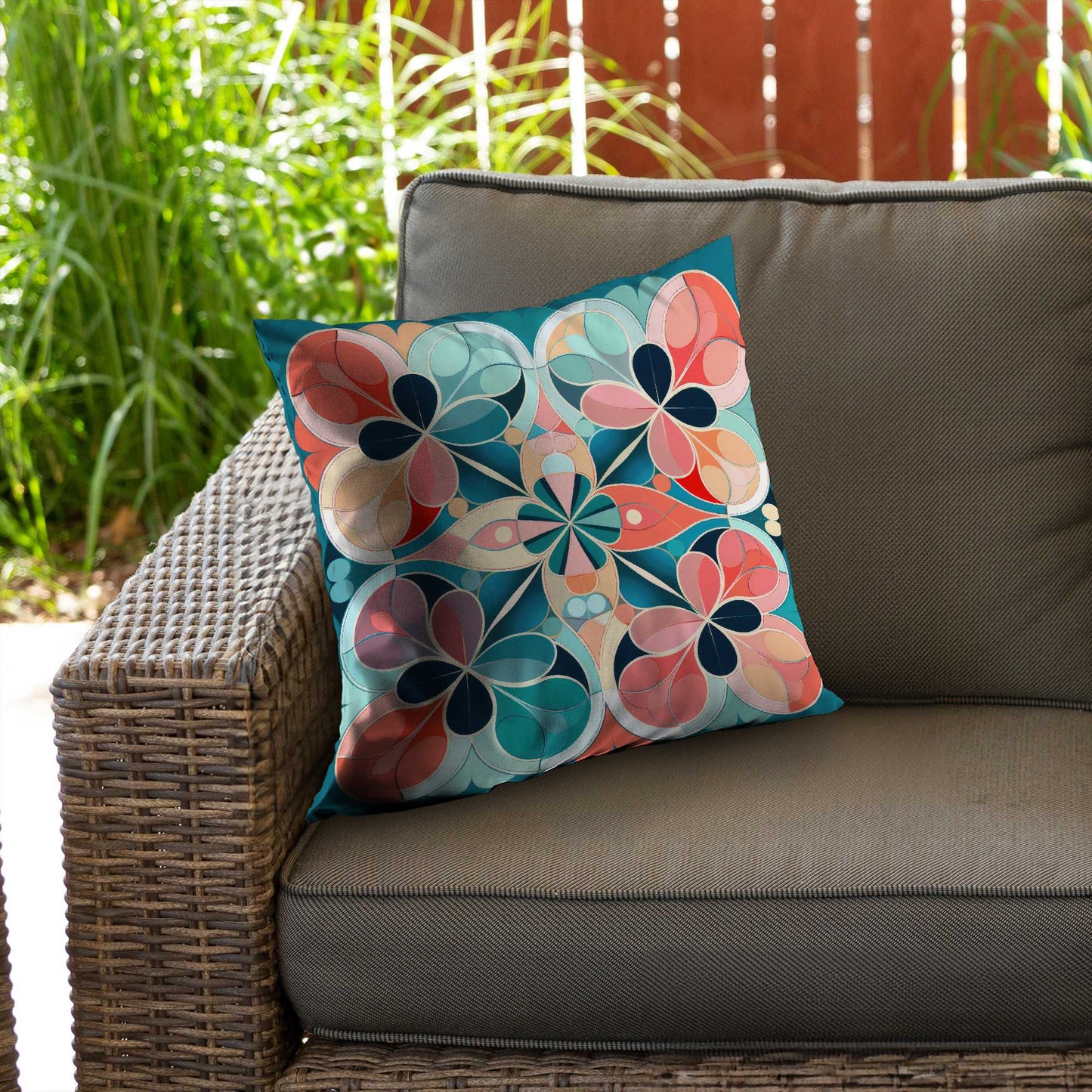 Coussin décoratif Mandala en sergé de polyester - Accessoire de décoration unique pour la maison