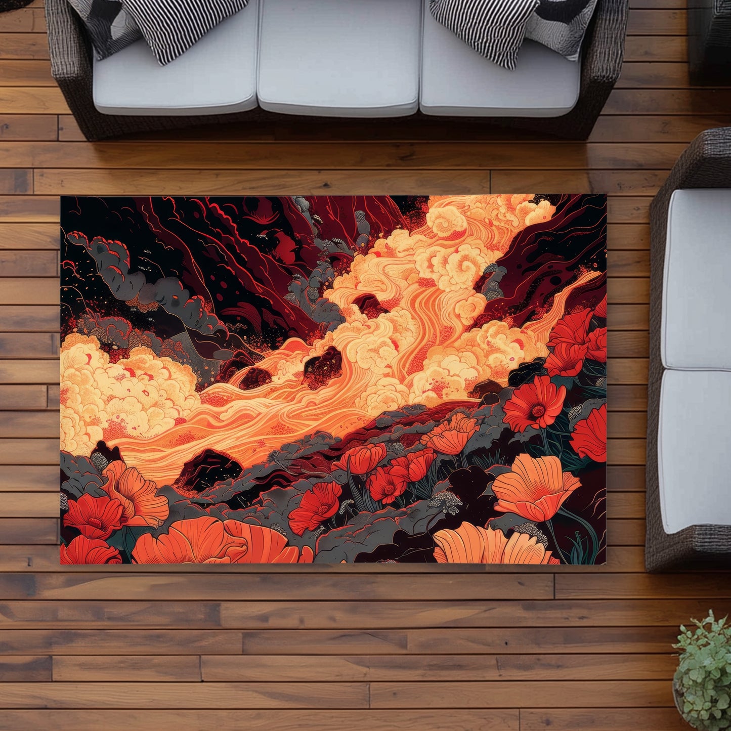 The Big Burn - Yellow Outdoor Area Rug for Home Decor