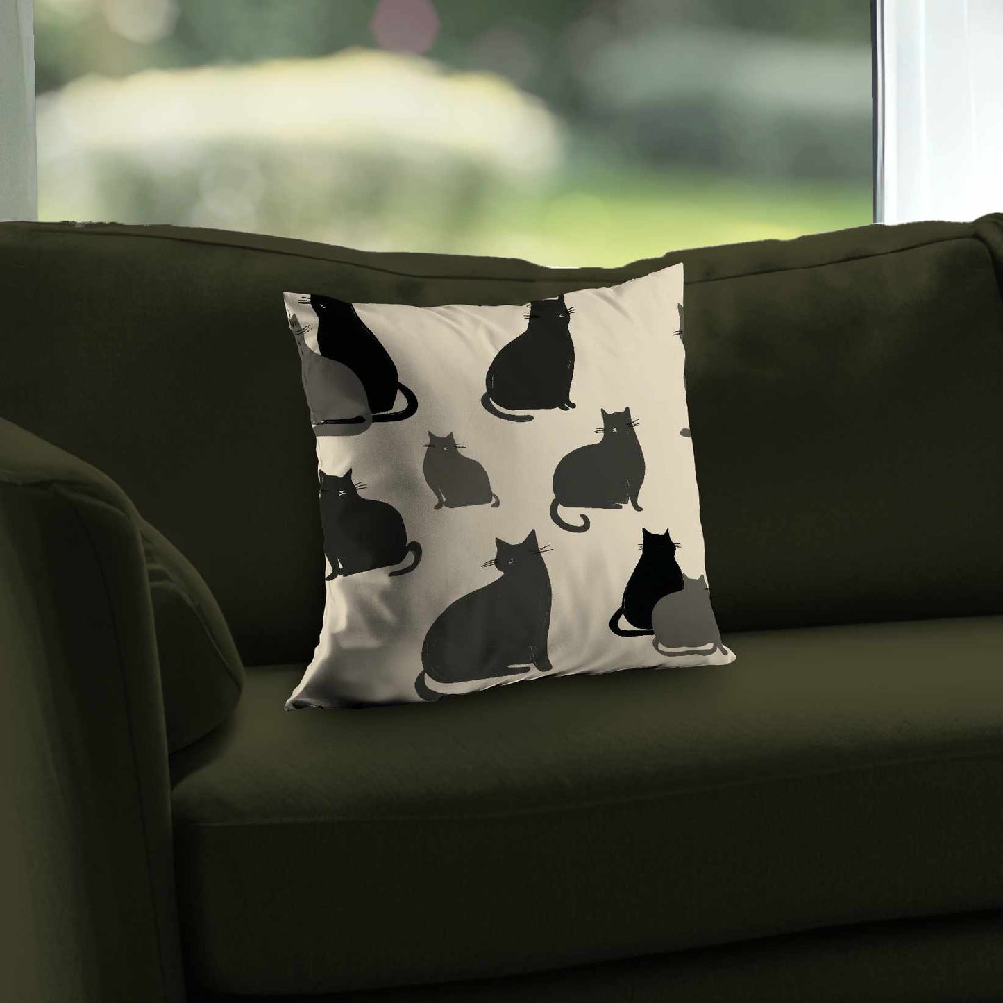 Coussin décoratif en sergé poly Collection « Silent Cat »