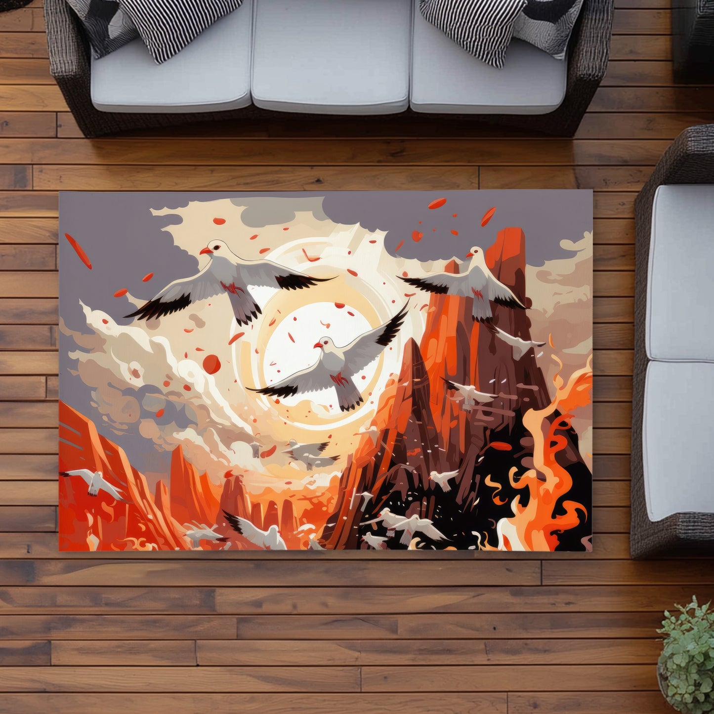 The Escape - Orange Outdoor Area Rug for Home Decor