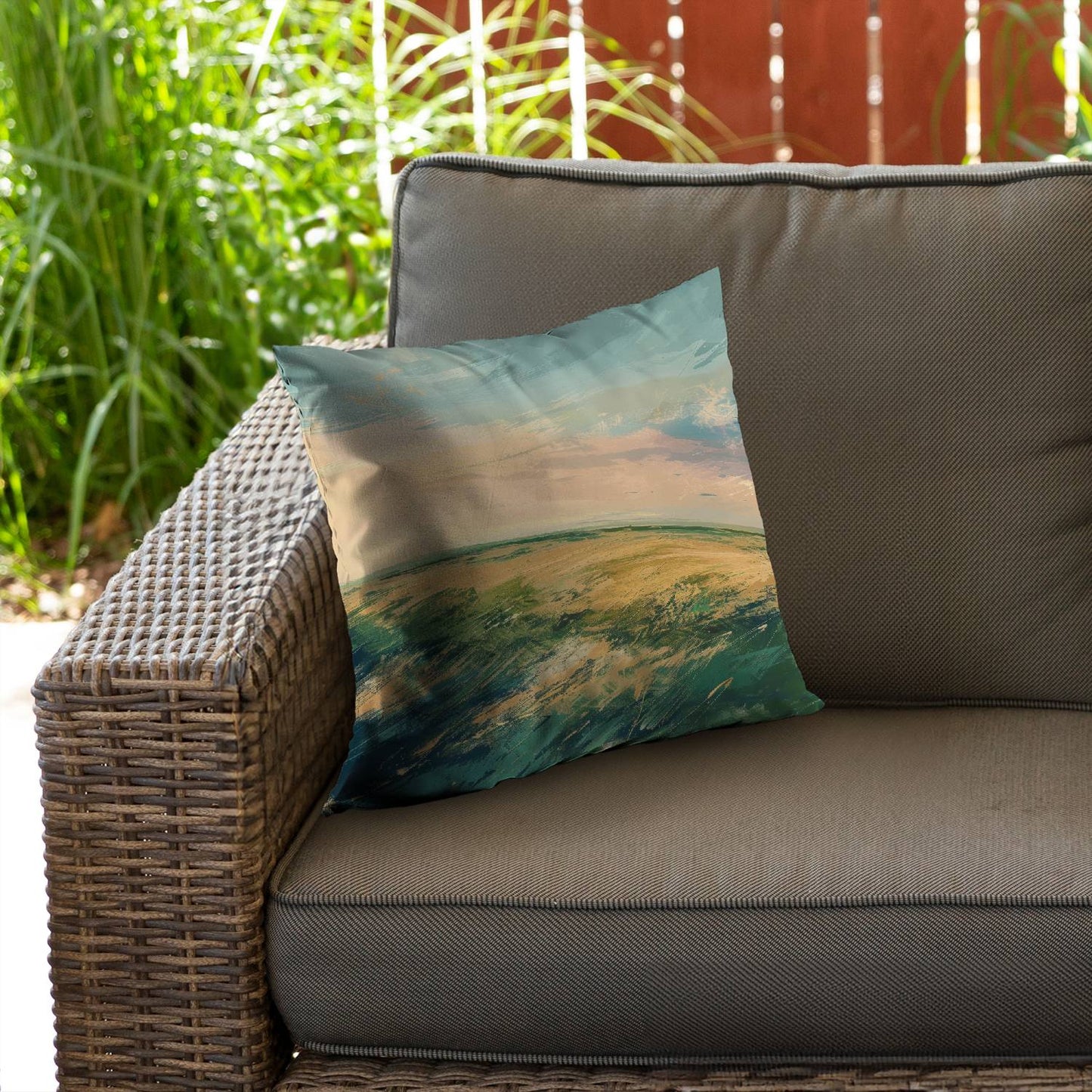 Evening in the field - Throw pillow - Print on demand