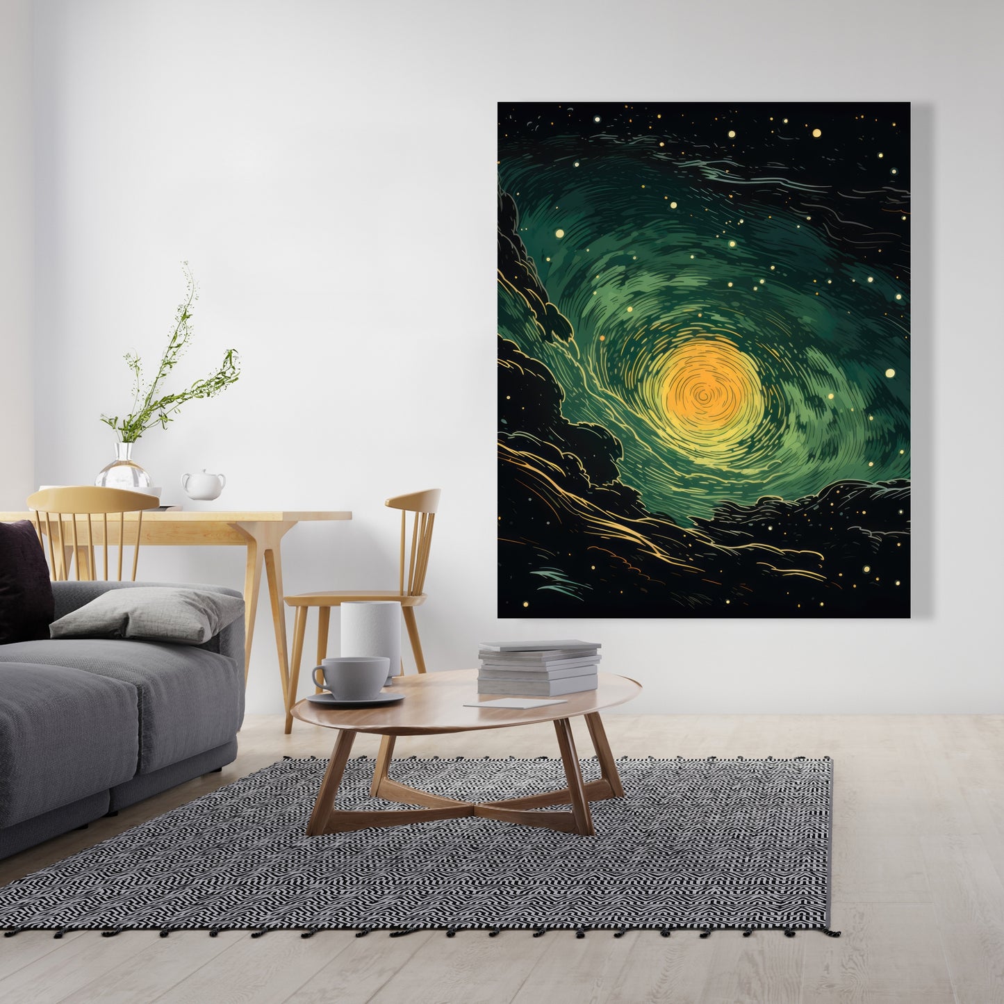 Turmoil in Space - Yellow Canvas Art for Home Decor