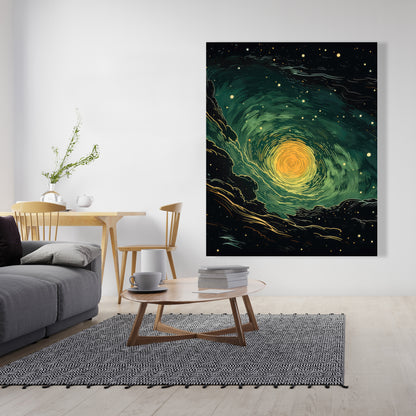 Turmoil in Space - Yellow Canvas Art for Home Decor