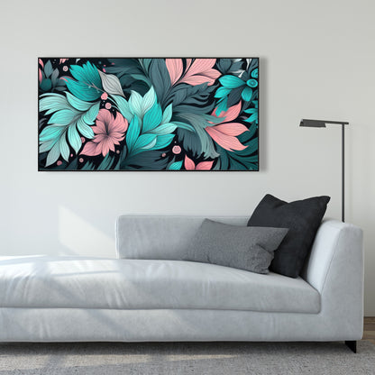 Neon leaves - 36"x36" Framed canvas