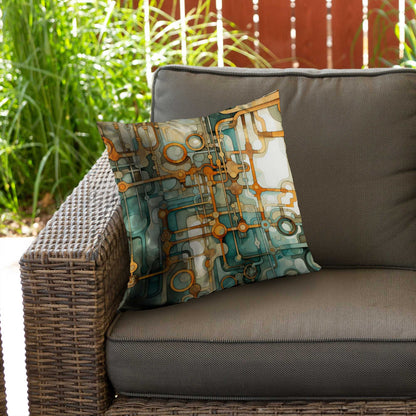 Turns and bends Turquoise Poly Twill Throw Pillow | Decor