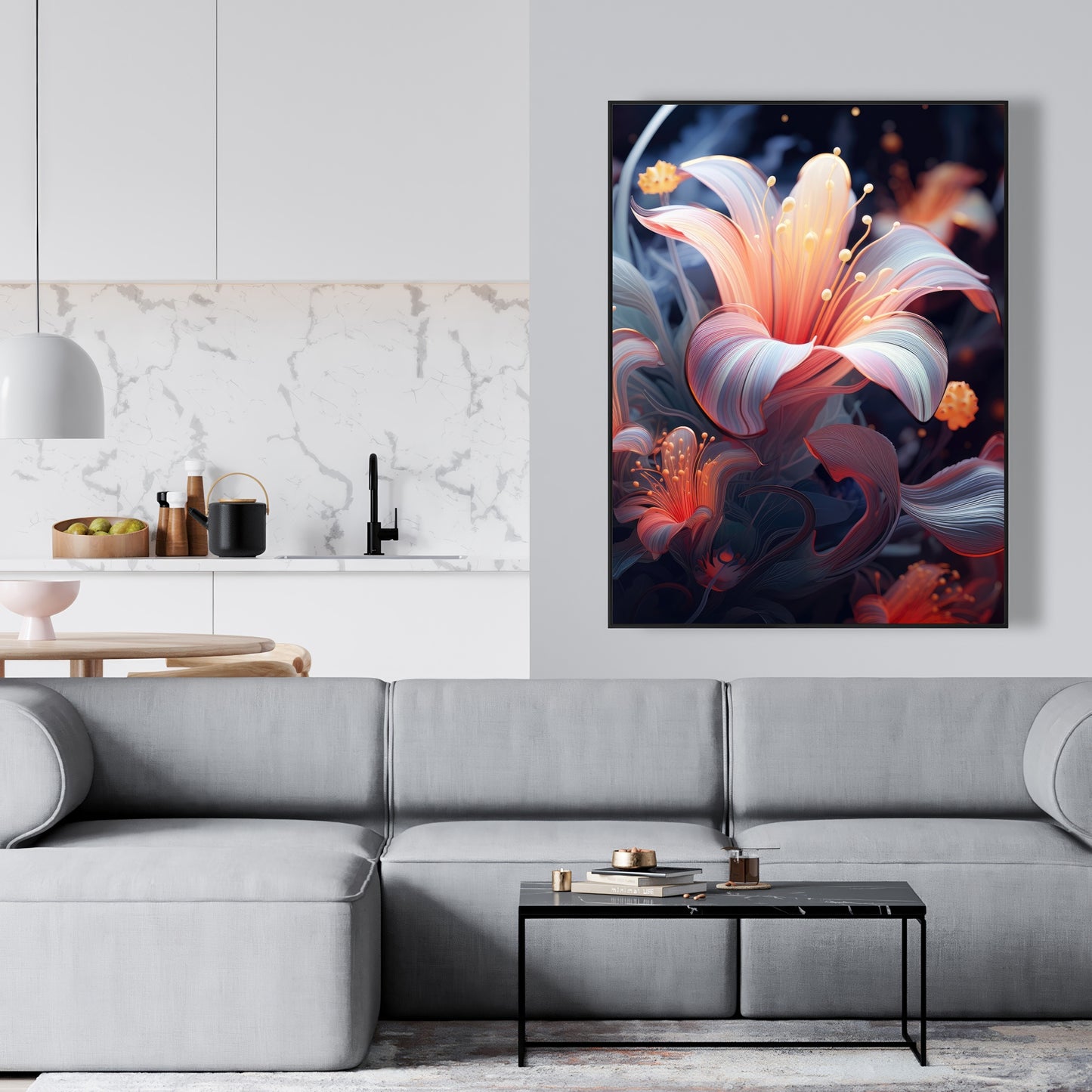 Astral bloom - Framed Canvas - Print on demand