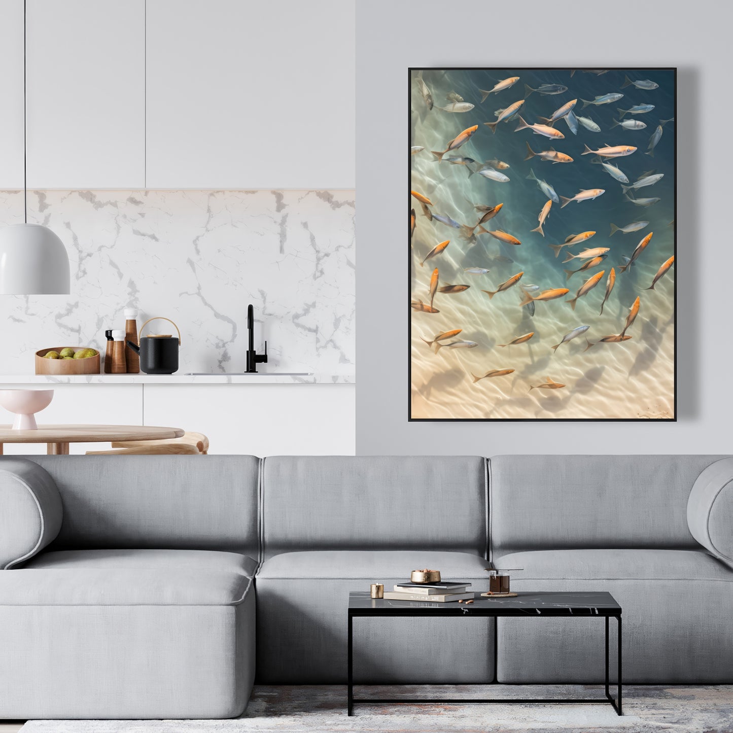 Away from the sand - Framed Canvas - Print on demand
