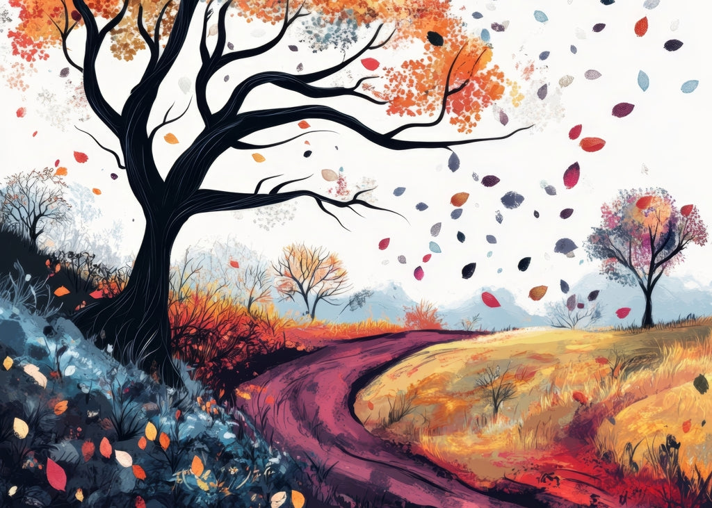 Blowing Leaves Blue Indoor Outdoor Door Mat | Home Decor