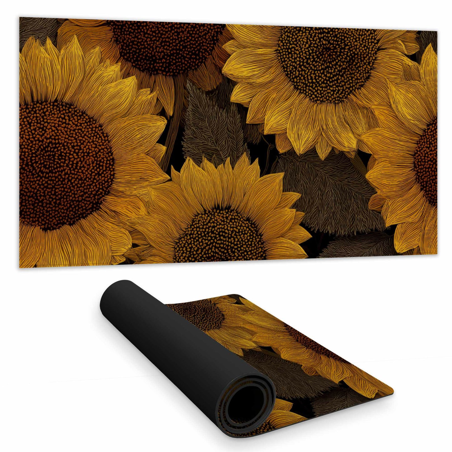 Golden Glow Blooms Desk Mat - Stylish Home Decor Accessory