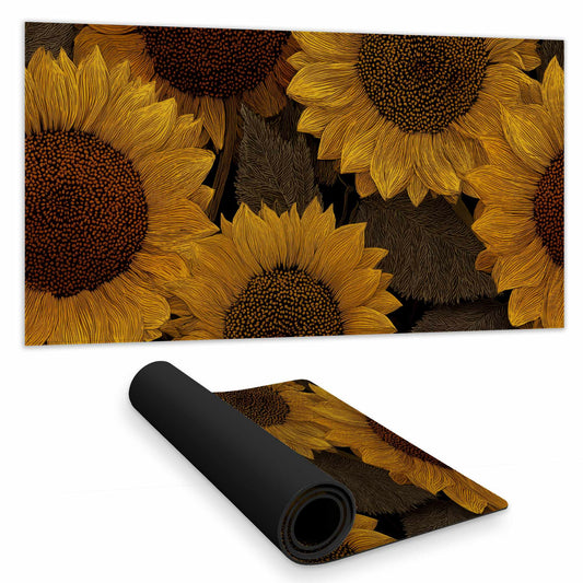 Golden Glow Blooms Desk Mat - Stylish Home Decor Accessory