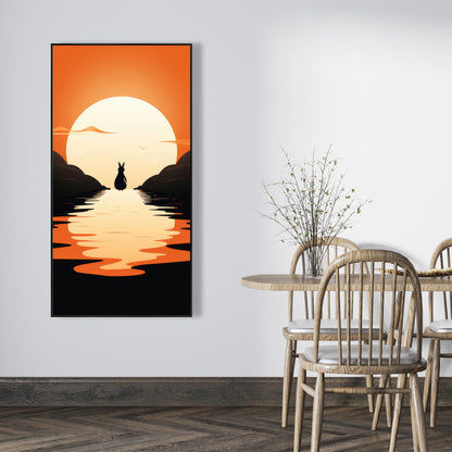 Running away - Orange Framed Canvas for Home Decor