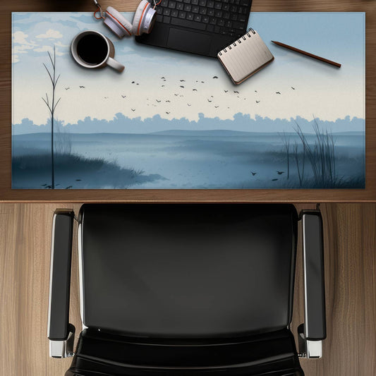 Evening Marsh - White Desk Mat for Elegant Home Decor