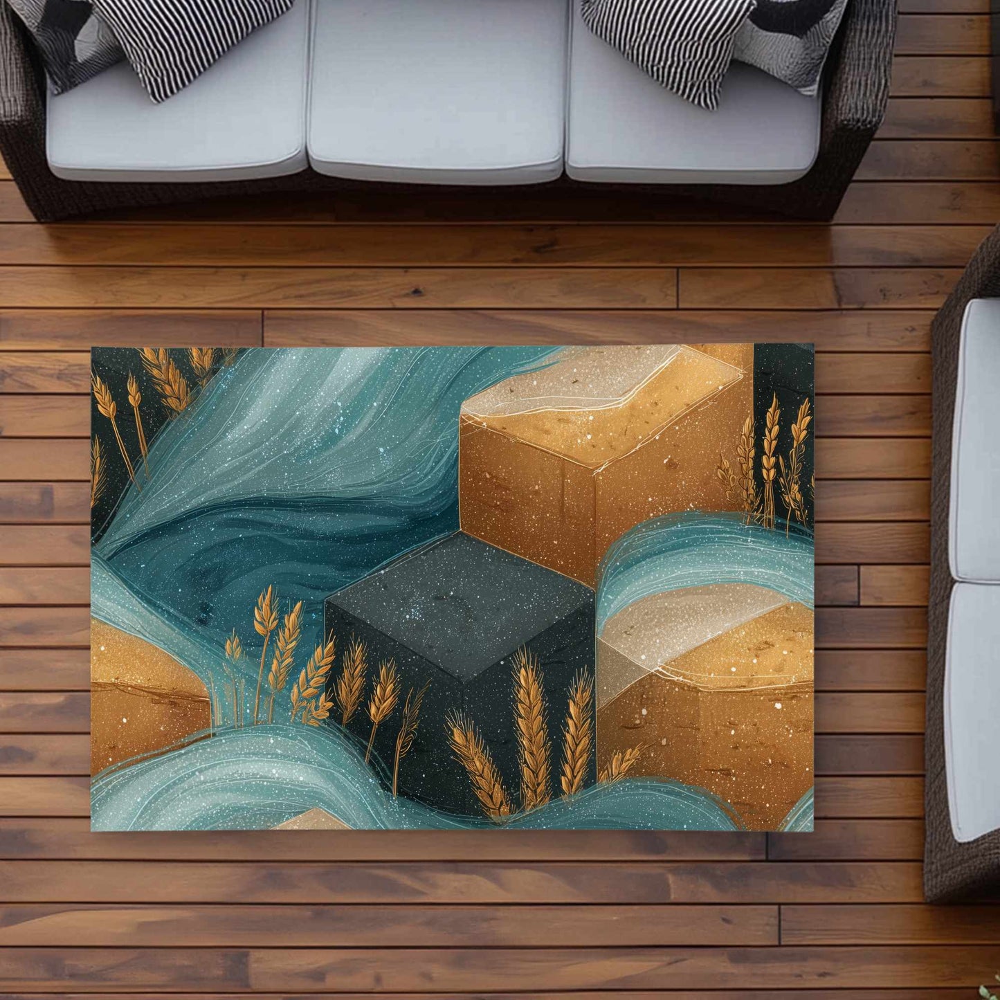 Tapis d'extérieur Golden Harvest Flow | Décoration d'intérieur élégante