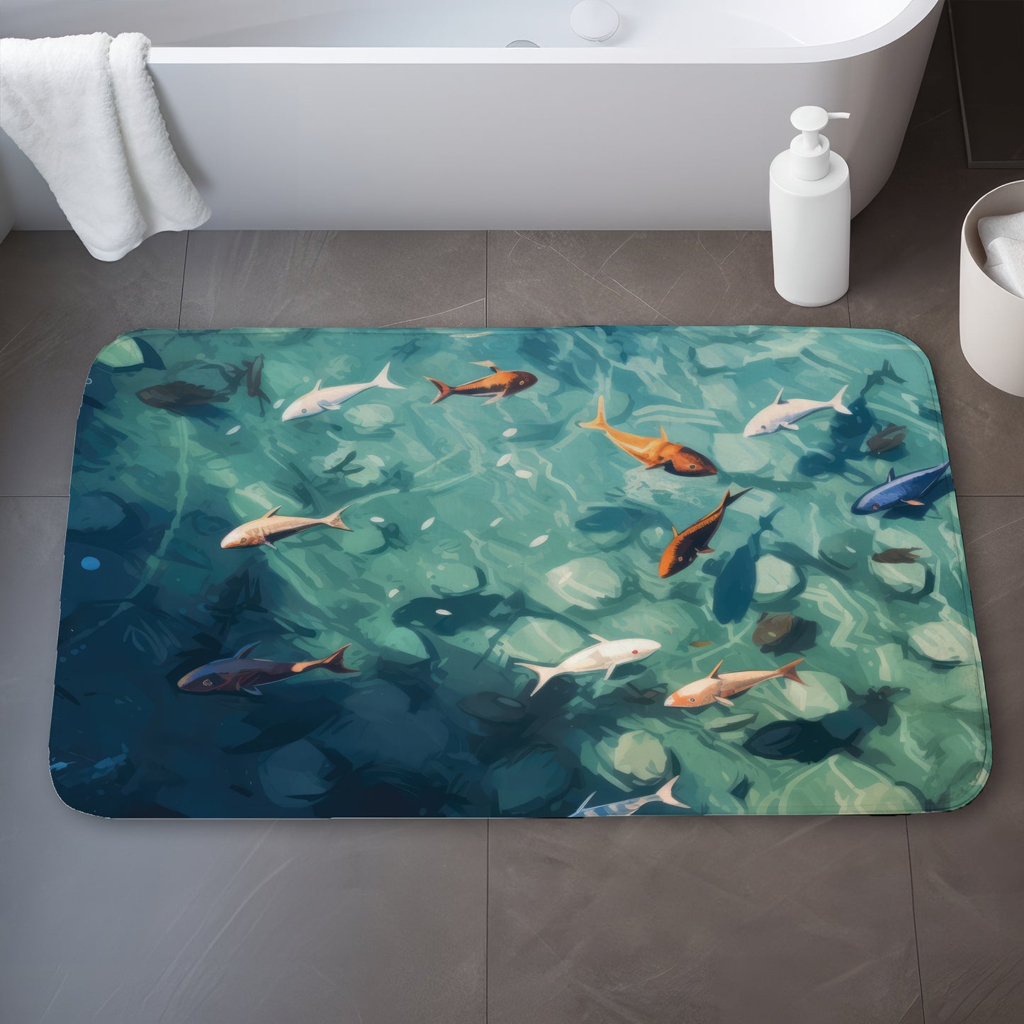 Caustic fish - 17"x24" Bath mat