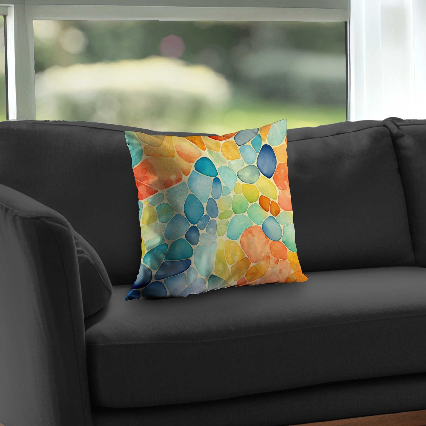 Coussin décoratif en sergé de polyester à motifs Blobs | Accessoire de décoration élégant pour la maison
