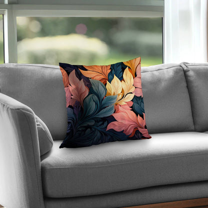 Coussin décoratif en sergé de polyester gris pastel fleuri | Décoration