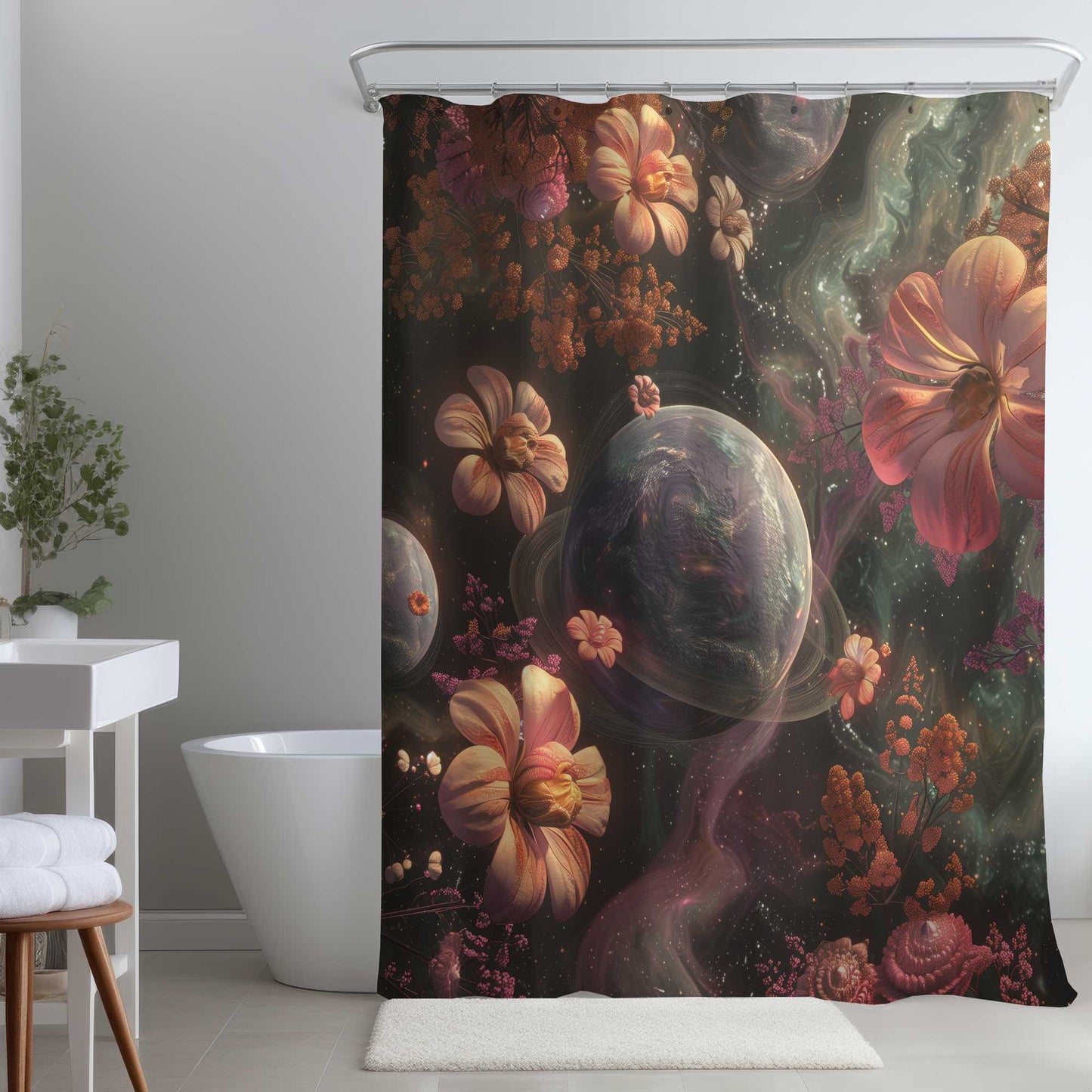 Rideau de Douche "Espace Floral" - Décoration Florale pour la Maison, Imperméable