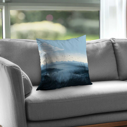 Evening Marsh Gray Poly Twill Throw Pillow | Decor Insert