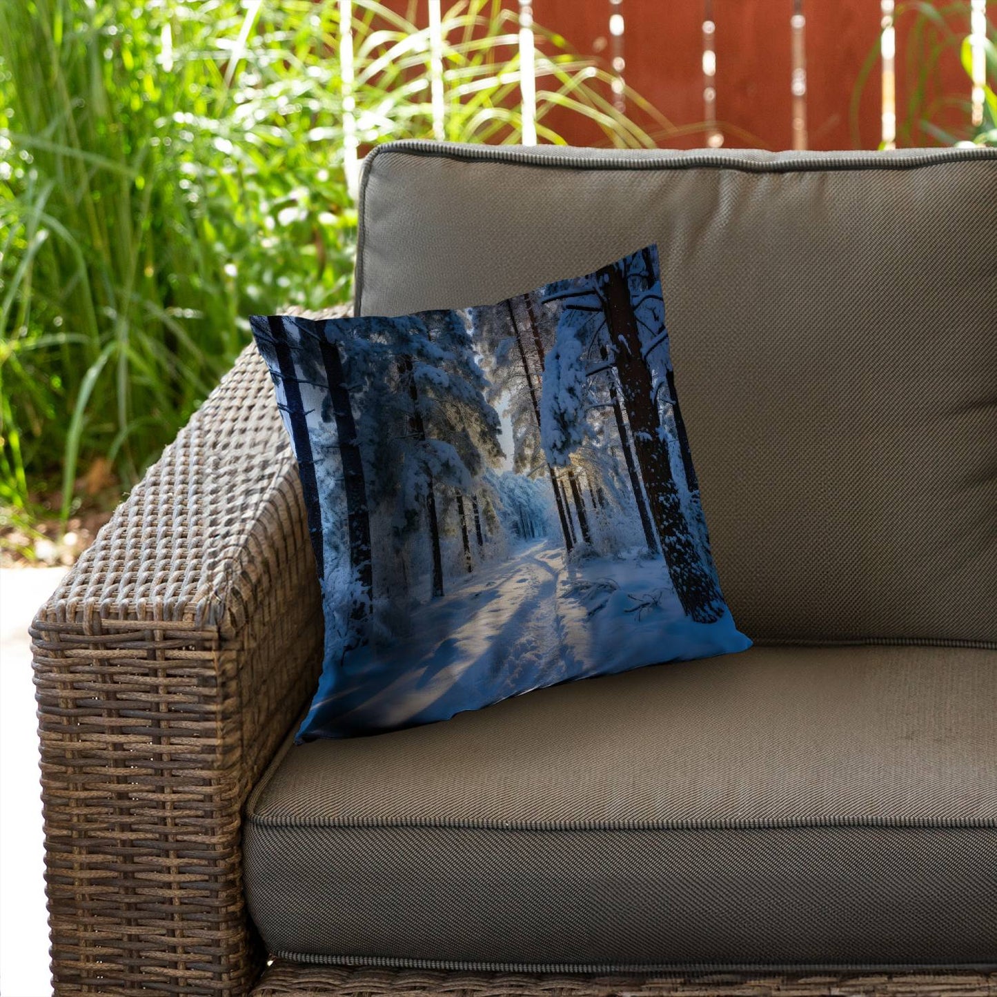 Snowy path - Throw pillow - Print on demand