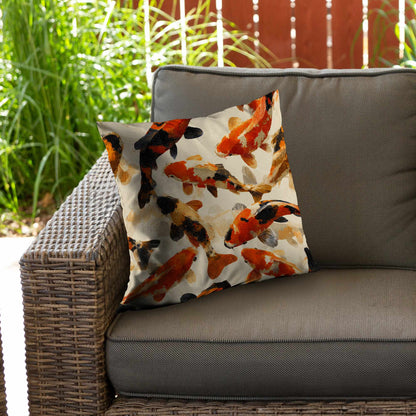 Coussin décoratif en sergé de polyester Koi Dance Flow - Accessoire de décoration intérieure