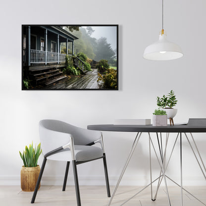 Rainy porch - 36"x36" Framed canvas