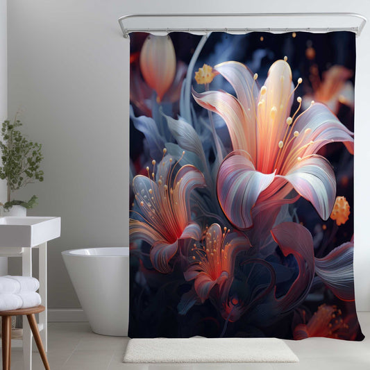 Astral Bloom Red Shower Curtain - Stylish Home Decor Accent