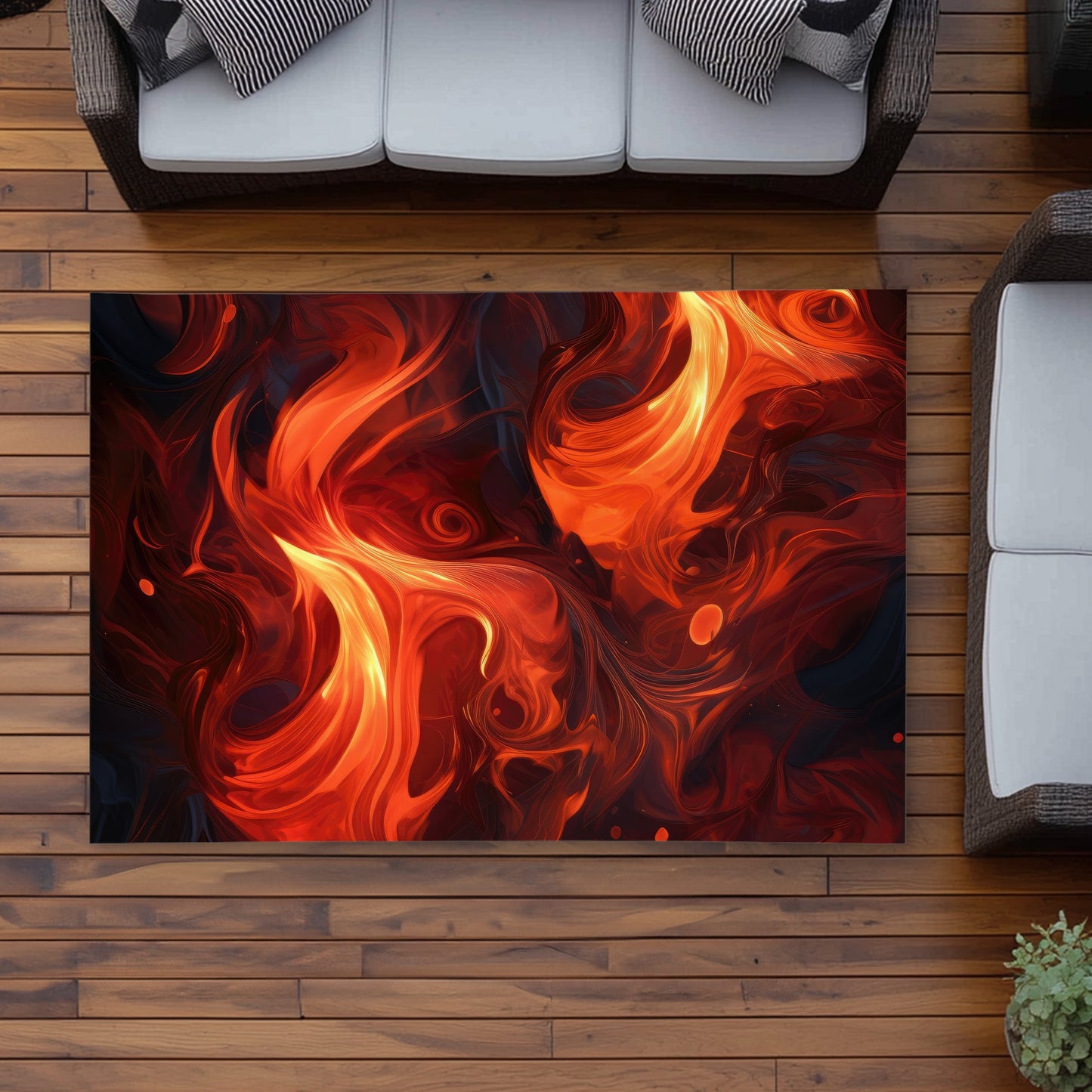 Fires of Heck - Black Outdoor Area Rug for Home Decor