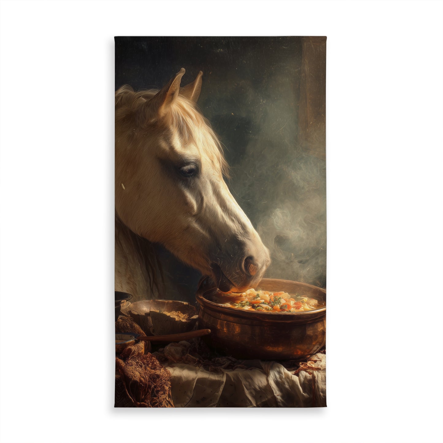 Horse on Soup - Brown Indoor Outdoor Tablecloth for Home Decor