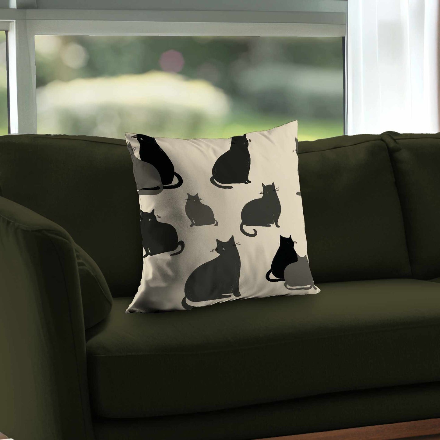 Coussin décoratif en sergé poly Collection « Silent Cat »