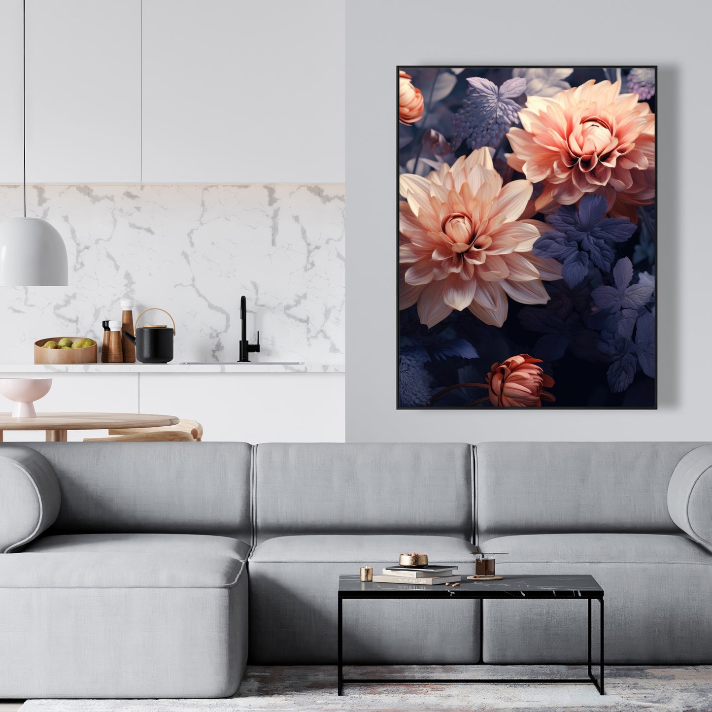 Pink and purple - 36"x36" Framed canvas