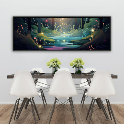 Magical forest - Turquoise Framed Canvas for Home Decor