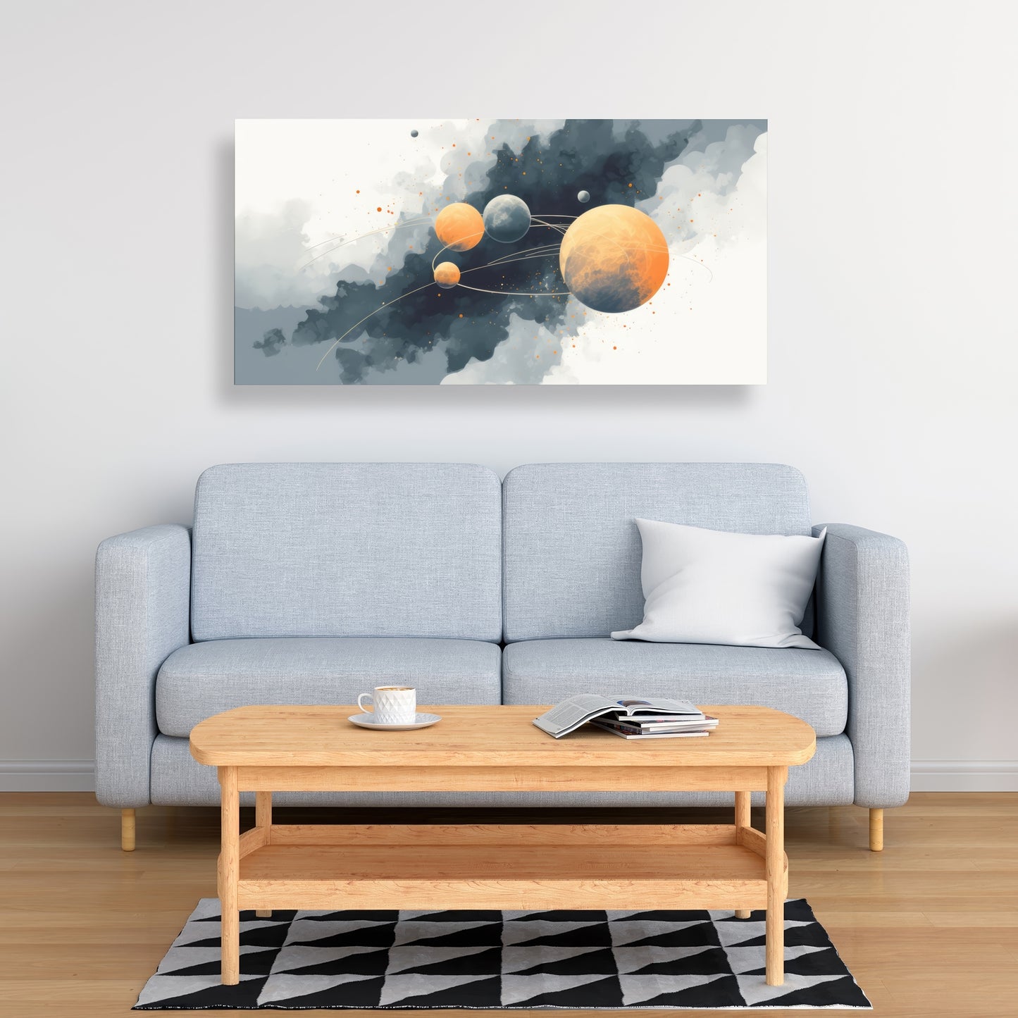 Circle of Planets - White Canvas Home Decor Wall Art