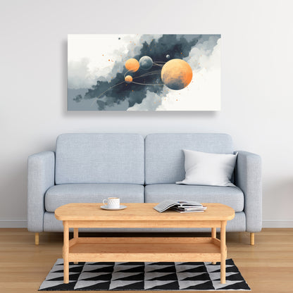 Circle of Planets - White Canvas Home Decor Wall Art