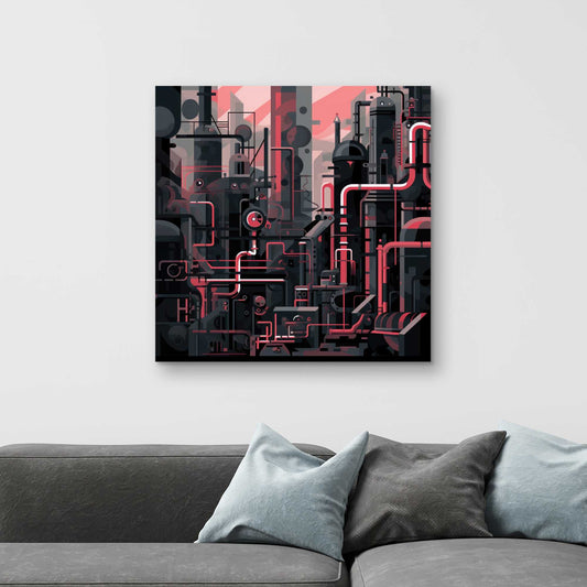 Industrial Empire - Red Canvas Art for Home Decor