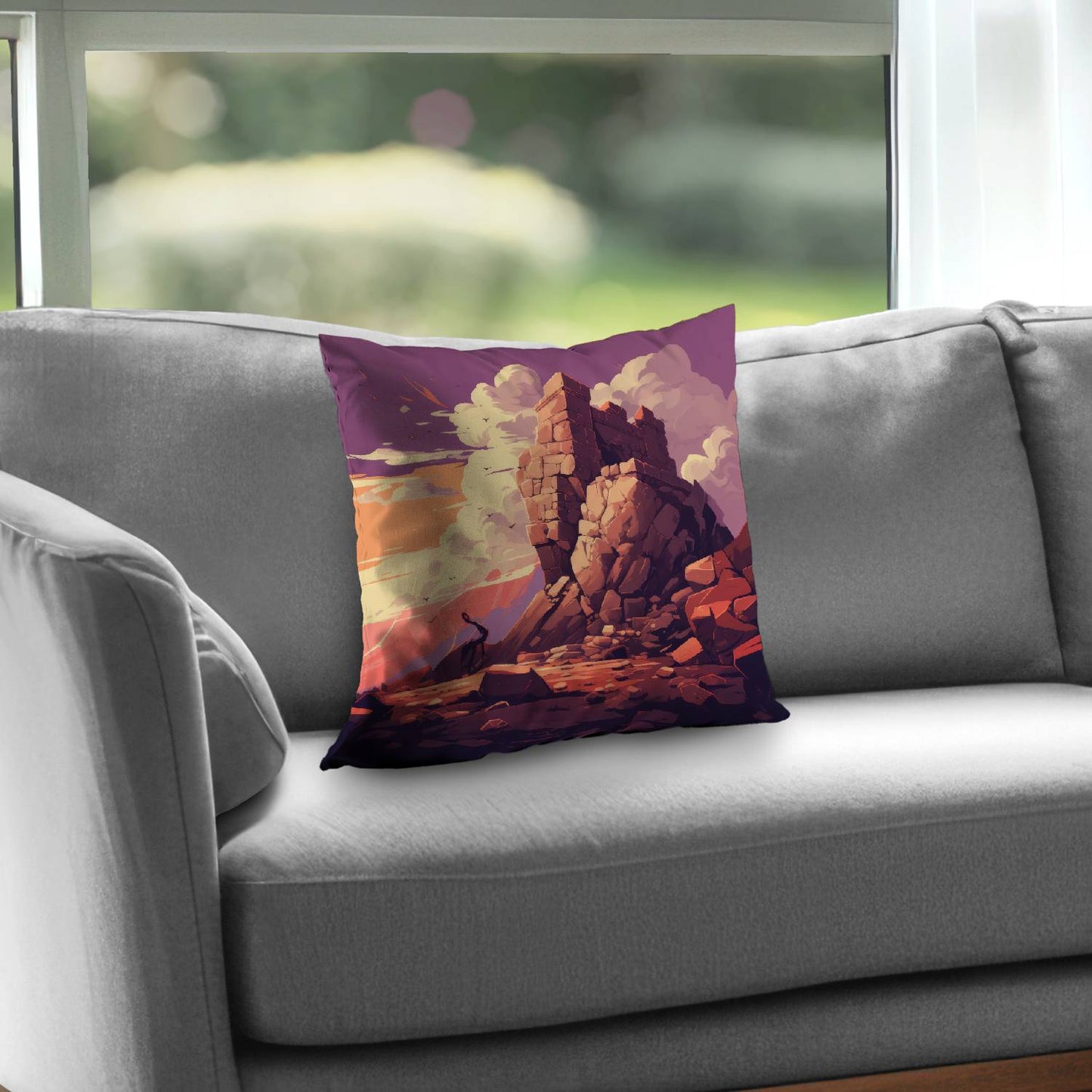 Standing above - Throw pillow - Print on demand