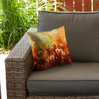 Dandelion Fire Poly Twill Throw Pillow | Home Decor Accent