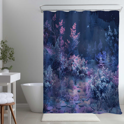 Rideau de douche Nuit froide | Décoration élégante pour salles de bain