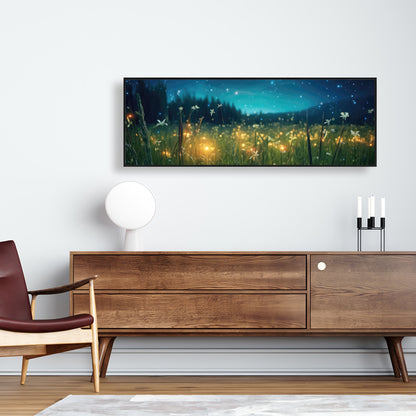 Fireflies at night - 36"x36" Framed canvas