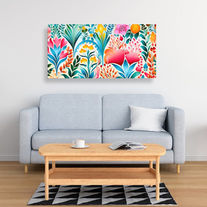 Flowing Flowers - Green Canvas for Elegant Home Decor