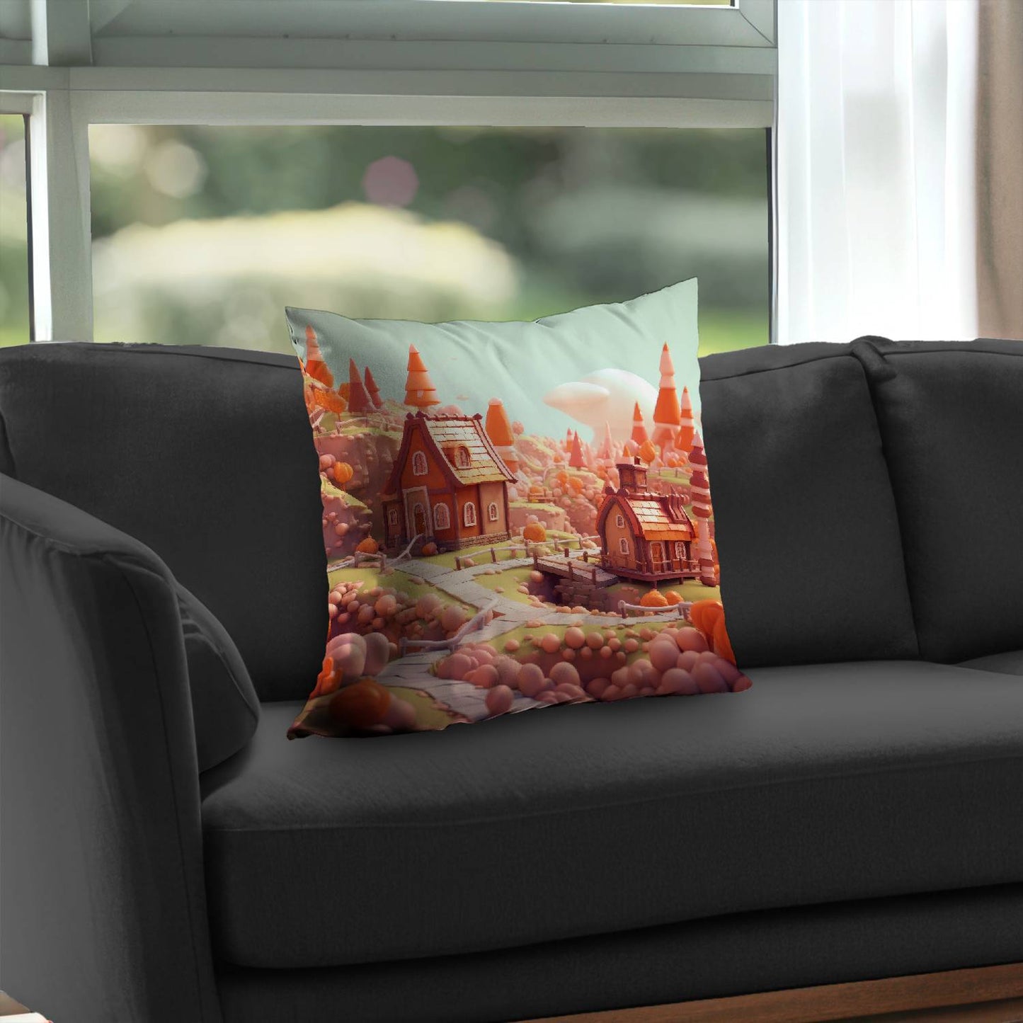 Coussin décoratif en sergé vert Toy Town pour la maison