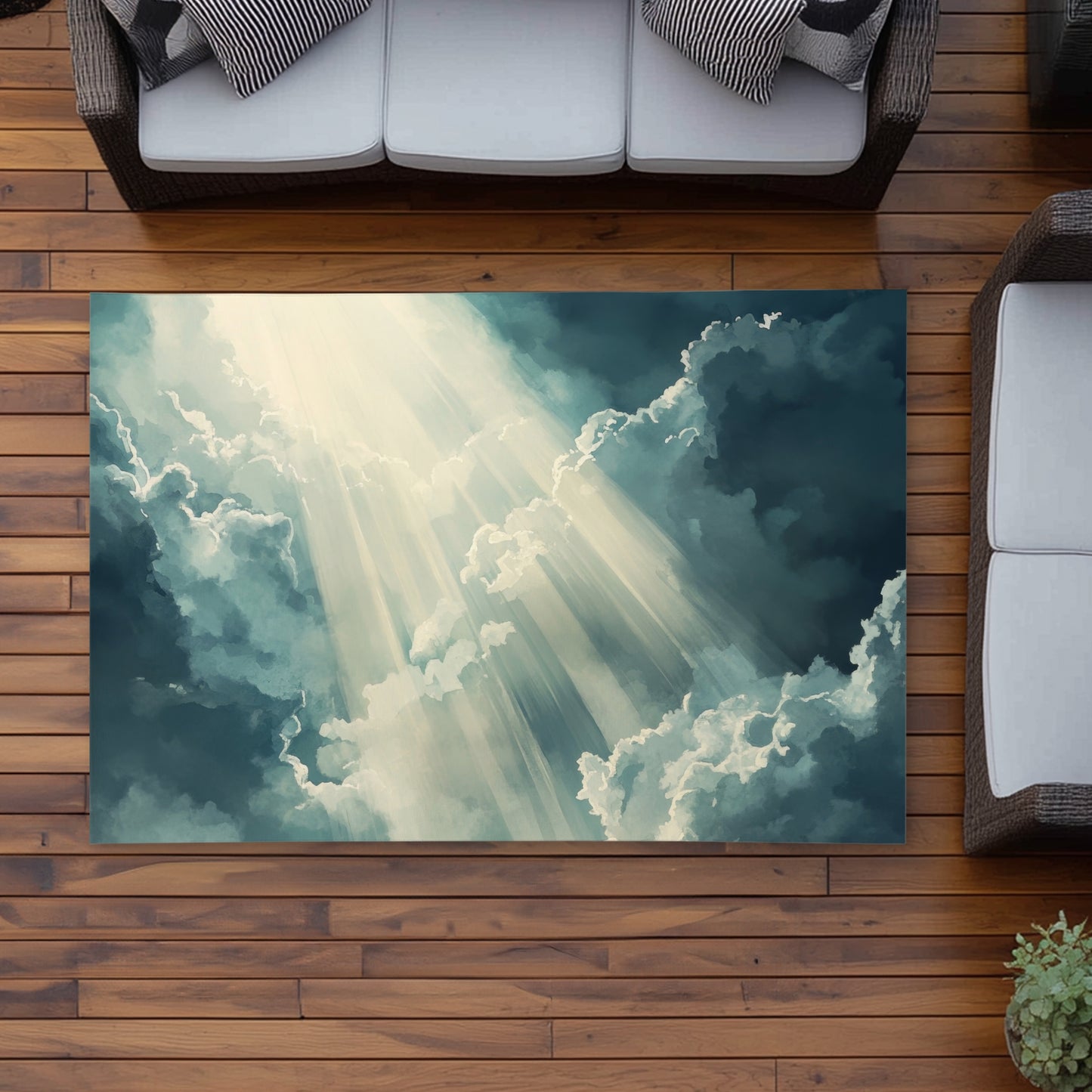 Beam of Light - White Outdoor Area Rug for Home Decor